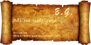 Bába Györgyi névjegykártya